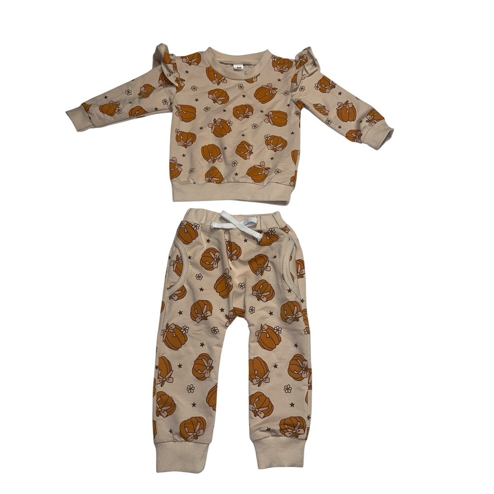 Baby Girl Sweatshirt Clothes Pumpkin Pants Set Joggers Fall Outfit Infant Sw...